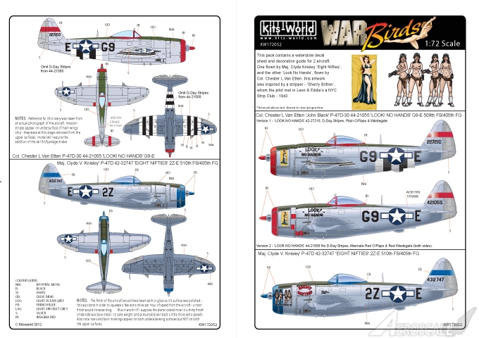Kits World Decals 1/48 P-47D THUNDERBOLT Look No Hands & Eight Nifties 