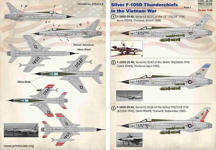 Part 2 1/48 Print Scale 48-151 Silver F-105D Thunderchiefs in the Vietnam War 