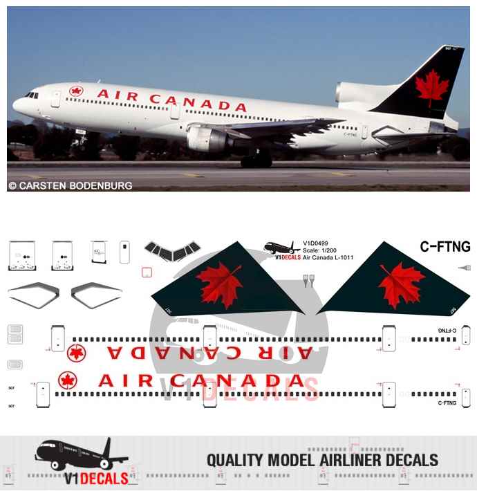 V1 Decals Boeing 737-8 MAX Air Canada for 1/144 Zvezda Model Airplane Kit 