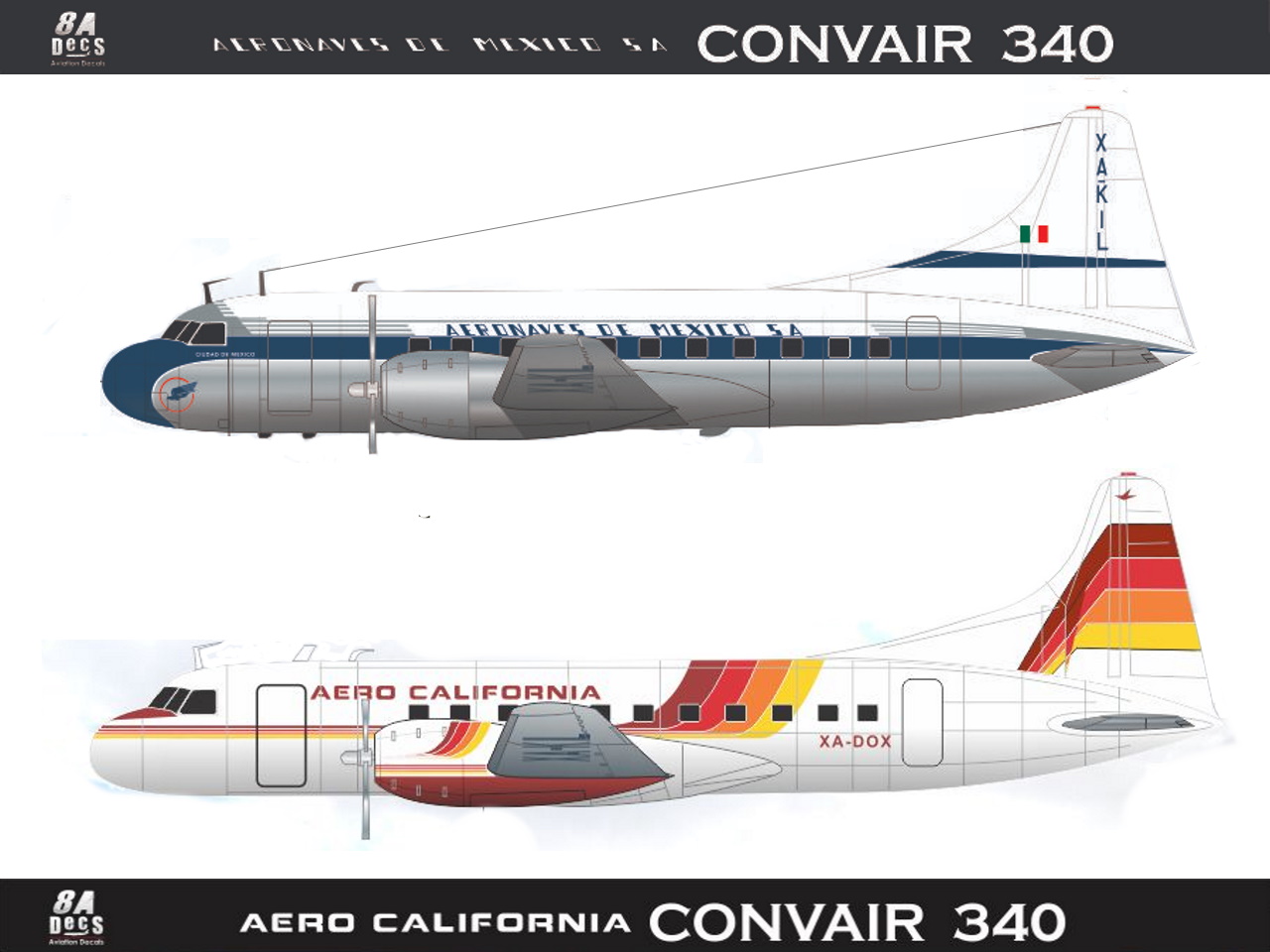 1/144 AIRLINERS DECALS  CONVAIR 340 NORTH CENTRAL DECALCOMANIES 