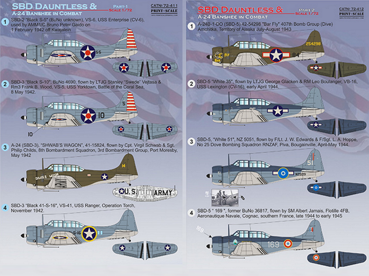 Print Scale Decals 1/48 DOUGLAS DAUNTLESS & A-24 BANSHEE IN COMBAT Part 3 