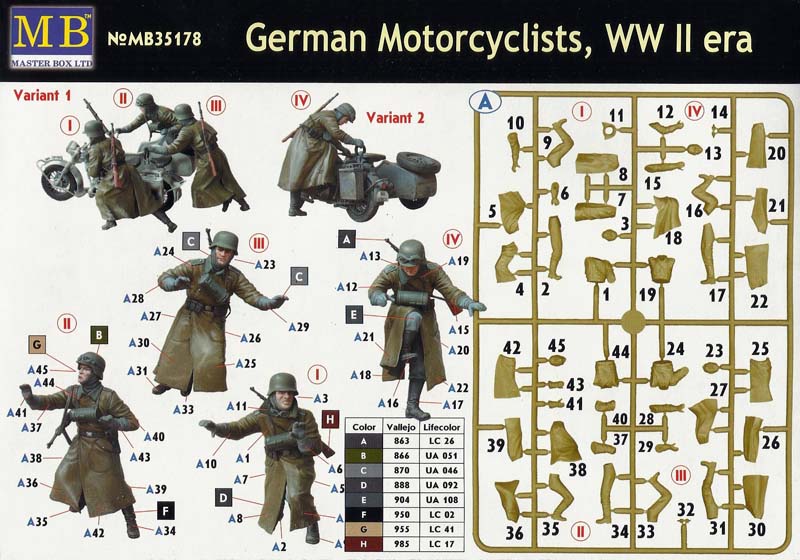 plastic kit 1/35 Master Box 35178 German Motorcyclists WWII Era 4 Figures