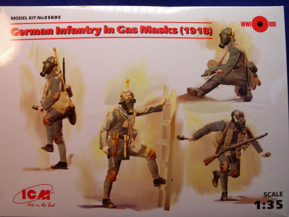 Details about   German Infantry in Gas Masks 1918 Year WWI 1/35 Scale Plastic Model Kit ICM35695 