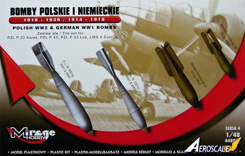 Mirage 848401,1/48 German bombs 1914-1918 /Polish 1918-1939 'MAX SET SCALE 1:48 